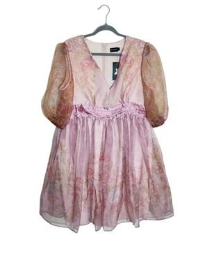 XPlusWear Womens Pink Floral Taffeta Cocktail Dress Size Large NWT Wedding Guest